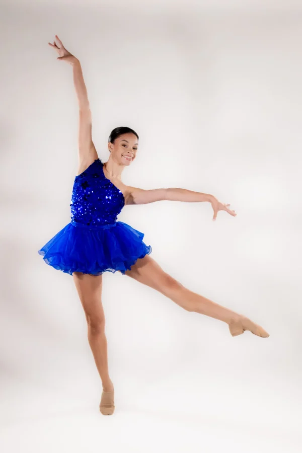 Sapphire Sparkle – One-Shoulder Sequin Dance Costume