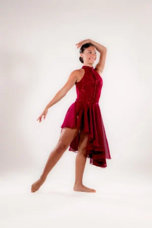 Deep Red Sequin Halter Dance Dress