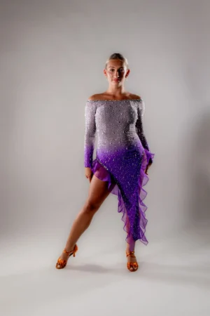 Violet Flame Asymmetrical Latin Dress